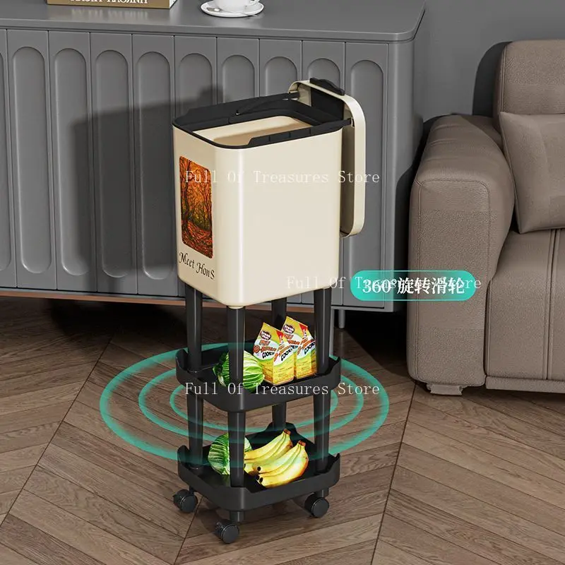 Kitchen No Bending Trash Can Removable High Foot Press Type Large Capacity Living Room Bathroom Bedroom Personalized Creativity