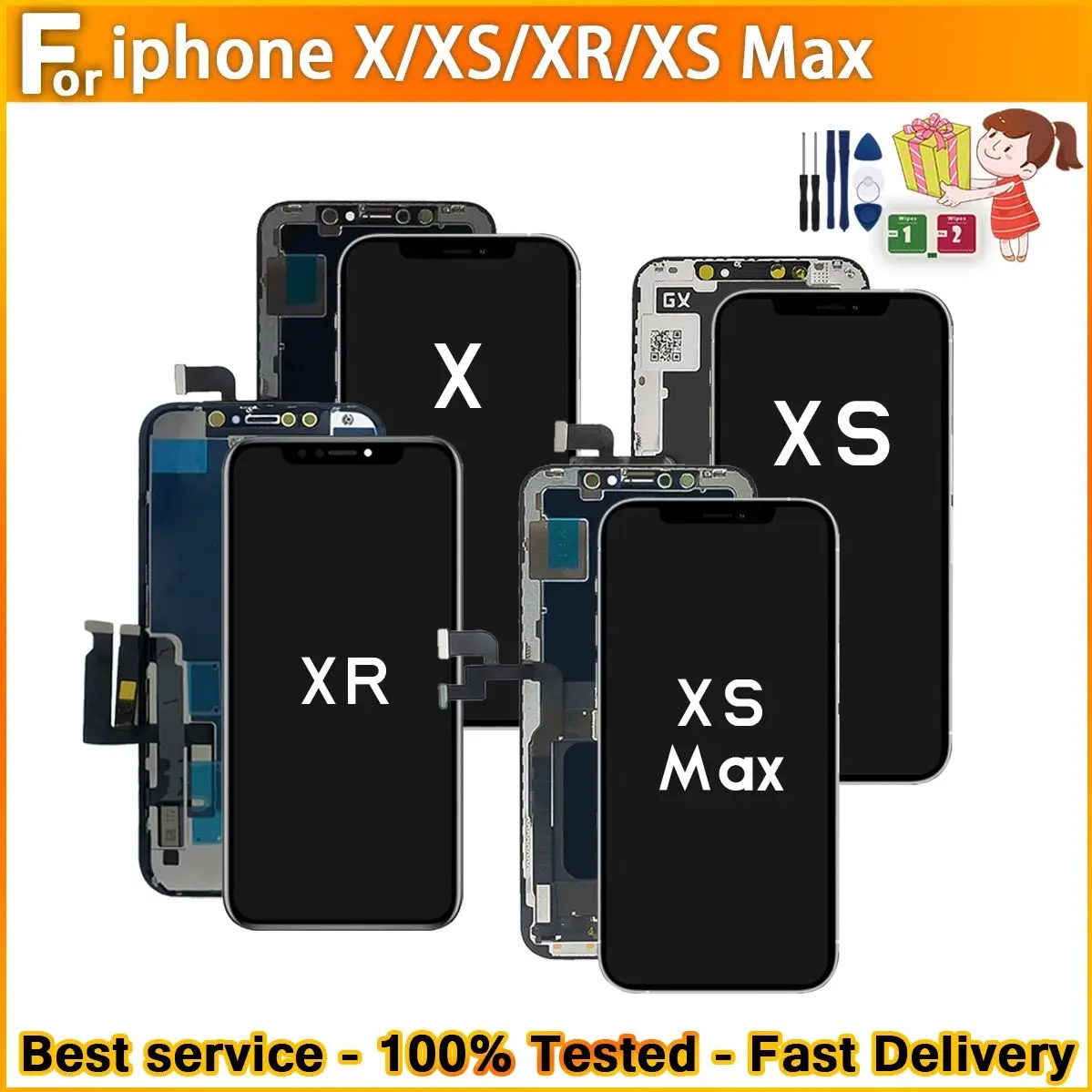 AAA+For iPhone X/XS/XR/XS Max LCD Display With 3D Touch Screen Sensor Panel Assembly Replacement For iPhone X Series LCD Display