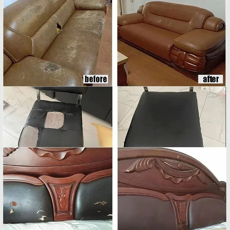 Kulit perbaikan area besar 300x50cm, untuk kursi Sofa tahan aus viskositas tinggi Patch kulit Litchi Stria tahan air