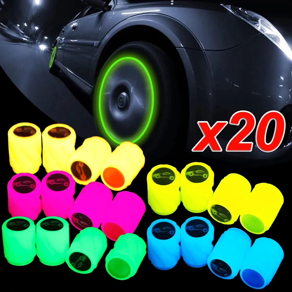 New Luminous Valve Cap Creative with Logo Valve Dust Cover Car Motorbike Bicycle Universal Valve Covers Multifunctional Parts