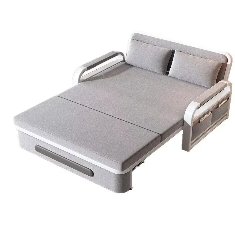 Wholesale Modern Sofa Bed Convertible Folding Sleeper Storage Side Pocket Washable Fabric Hotel Bedroom Soft Cooling Living