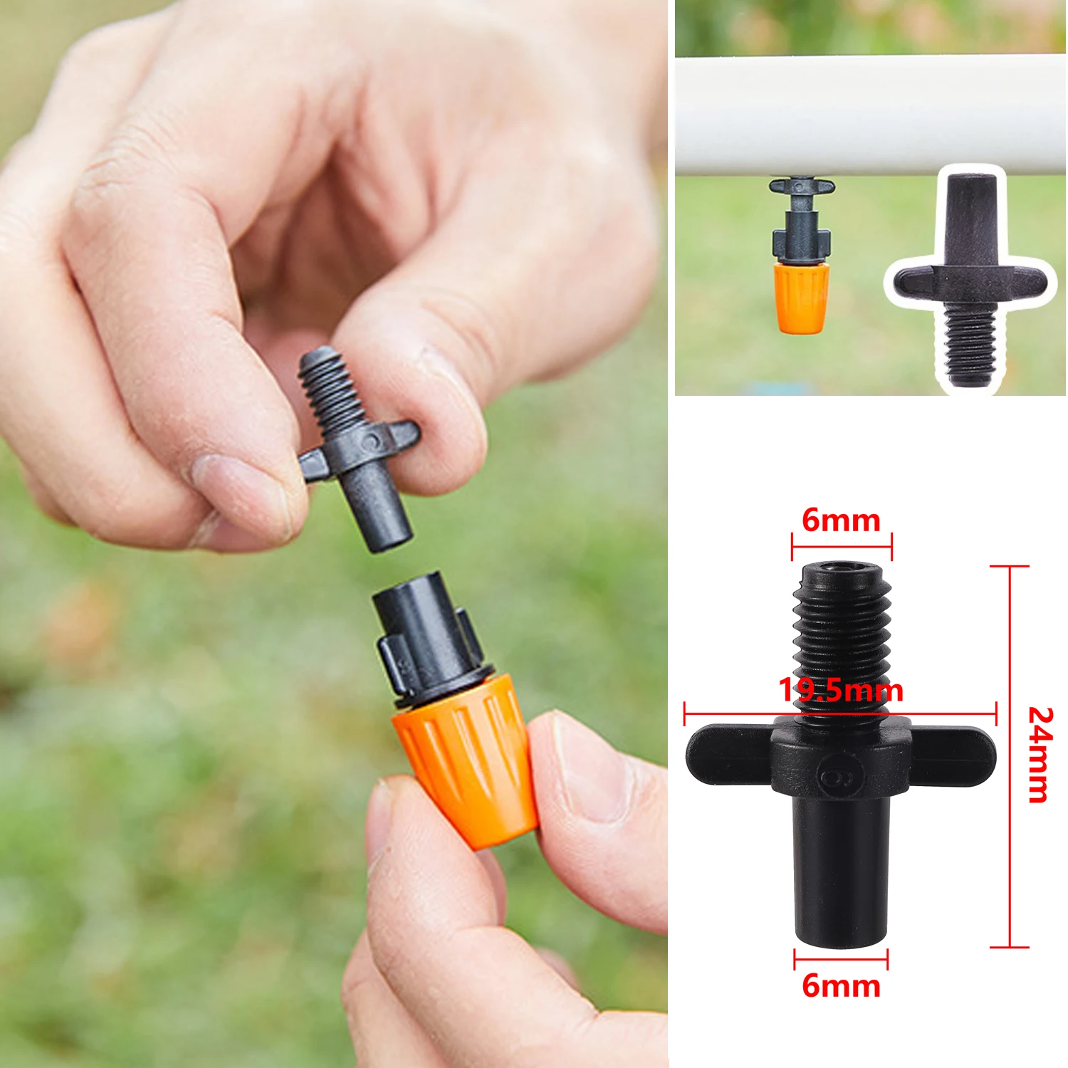 100Pcs 6mm Threaded Reducing to 1/4\