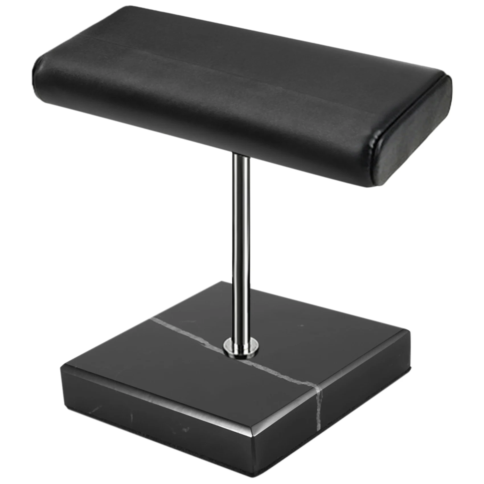 ABQR Base in marmo nero Supporto per orologio Colore argento Asta di metallo Display Puntelli Bracciale Gioielli Allunga supporto per il posizionamento