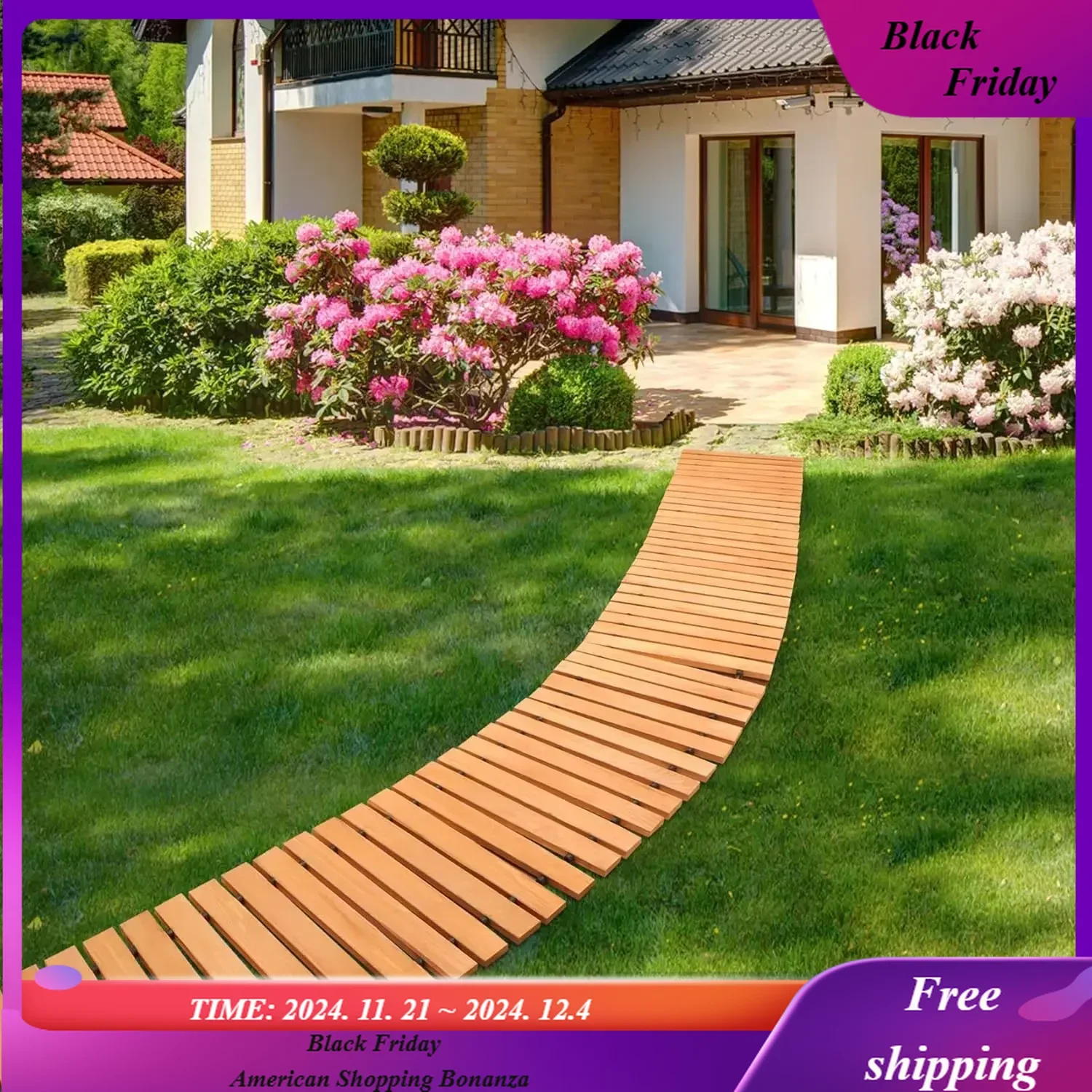 

Wooden Garden Pathway12ft Roll Out Wooden Pathway Garden Walkways Cedar Walkway Weather-Resistant UV Protected Roll Up Wood Road