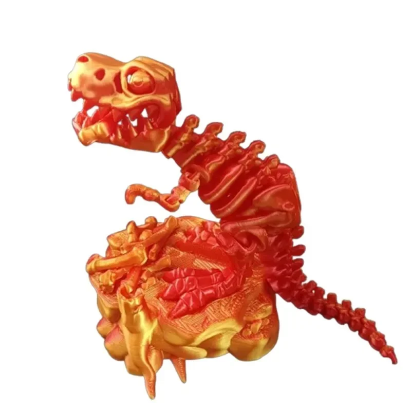 3D Printing Skeleton Tyrannosaurus Gradient Rex Skeleton Dinosaur with Base Desktop Ornaments Movable Joint Silk Material Model