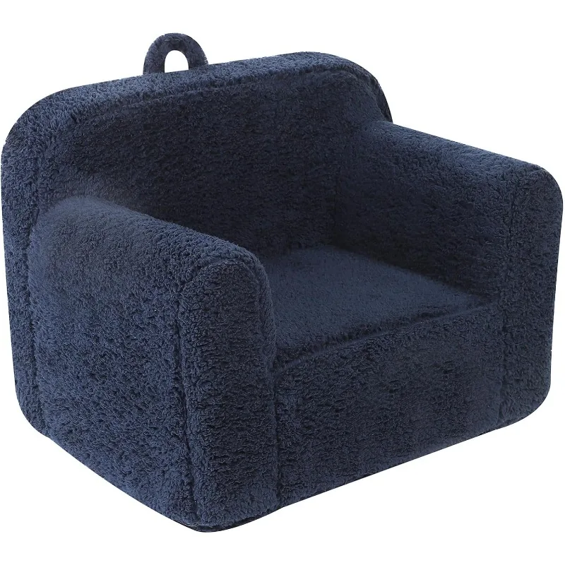 

Kids Snuggly-Soft Sherpa Chair, Cuddly Toddler Foam Chair for Boys and Girls, Dark Blue