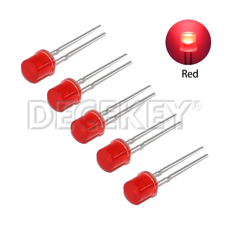 100pcs 5 Colors 5mm Flat Top LED Diode Lamp Electronics Indicator Light Emitting Diodes Kit for DIY White Red Yellow Blue Green