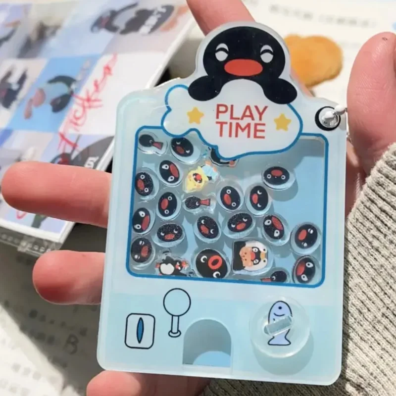 Cute Pingu Penguin Shaker Keychain, Acrylic Gacha Machine Bag Charm, Interactive Fidget Toy Pendant For Fans And Students view 6
