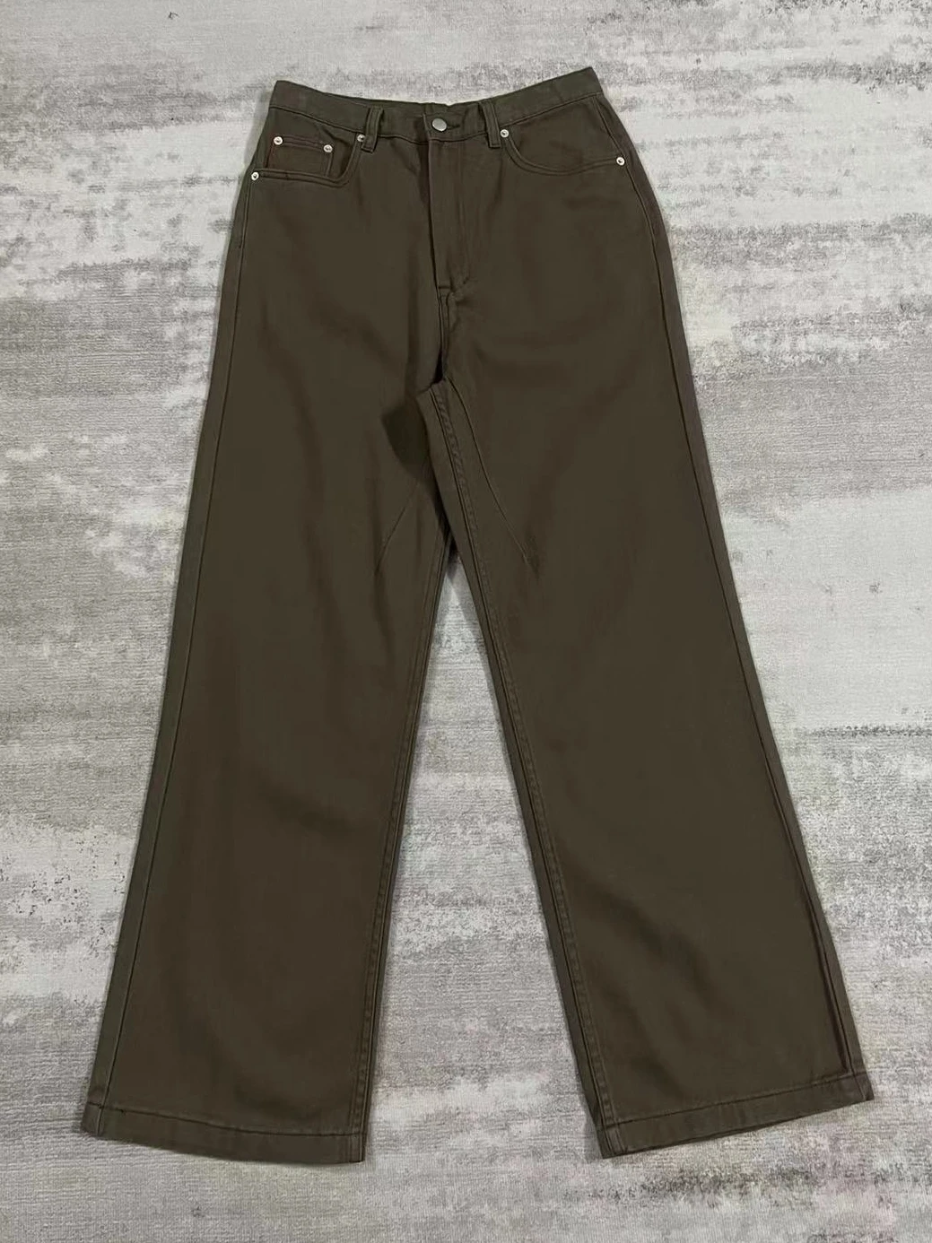 ハイストリートジーンズ メンズ ROスタイル ブラウンウォッシュ ブラッシュド ストレートレッグ ややフレア ファッションカジュアルデニムパンツ