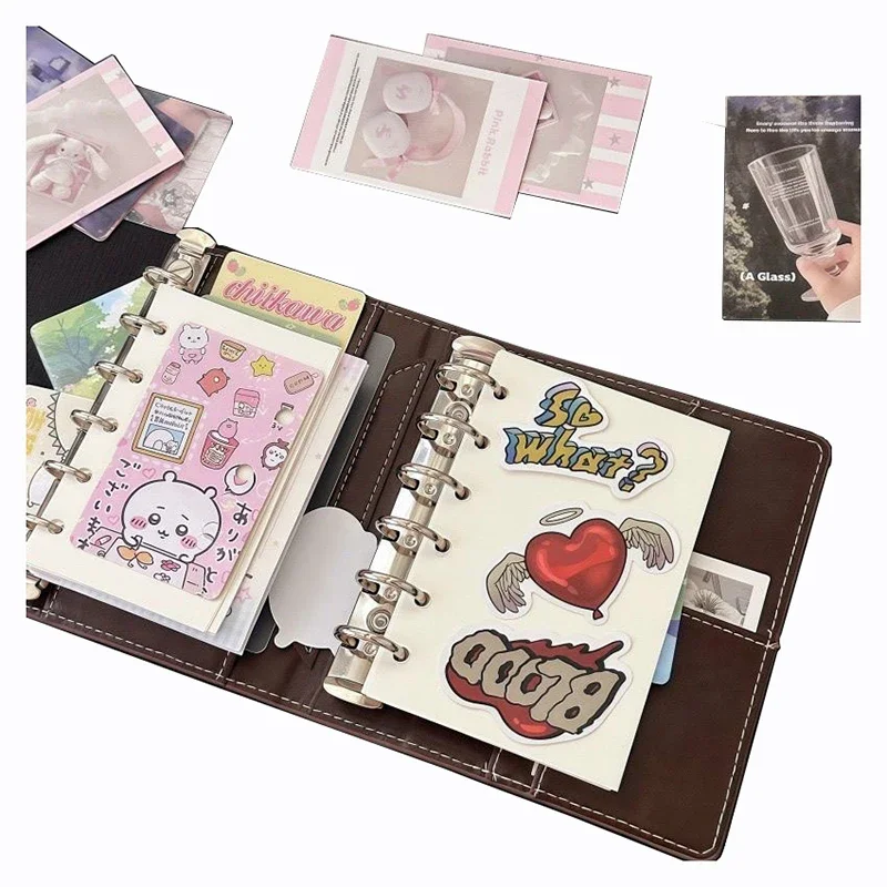Kpop a7 Notebook Ring Binder PU Leather Retro Detachable Leaf Loose Notebook Paper Pages Refill Schedule Planner Korean