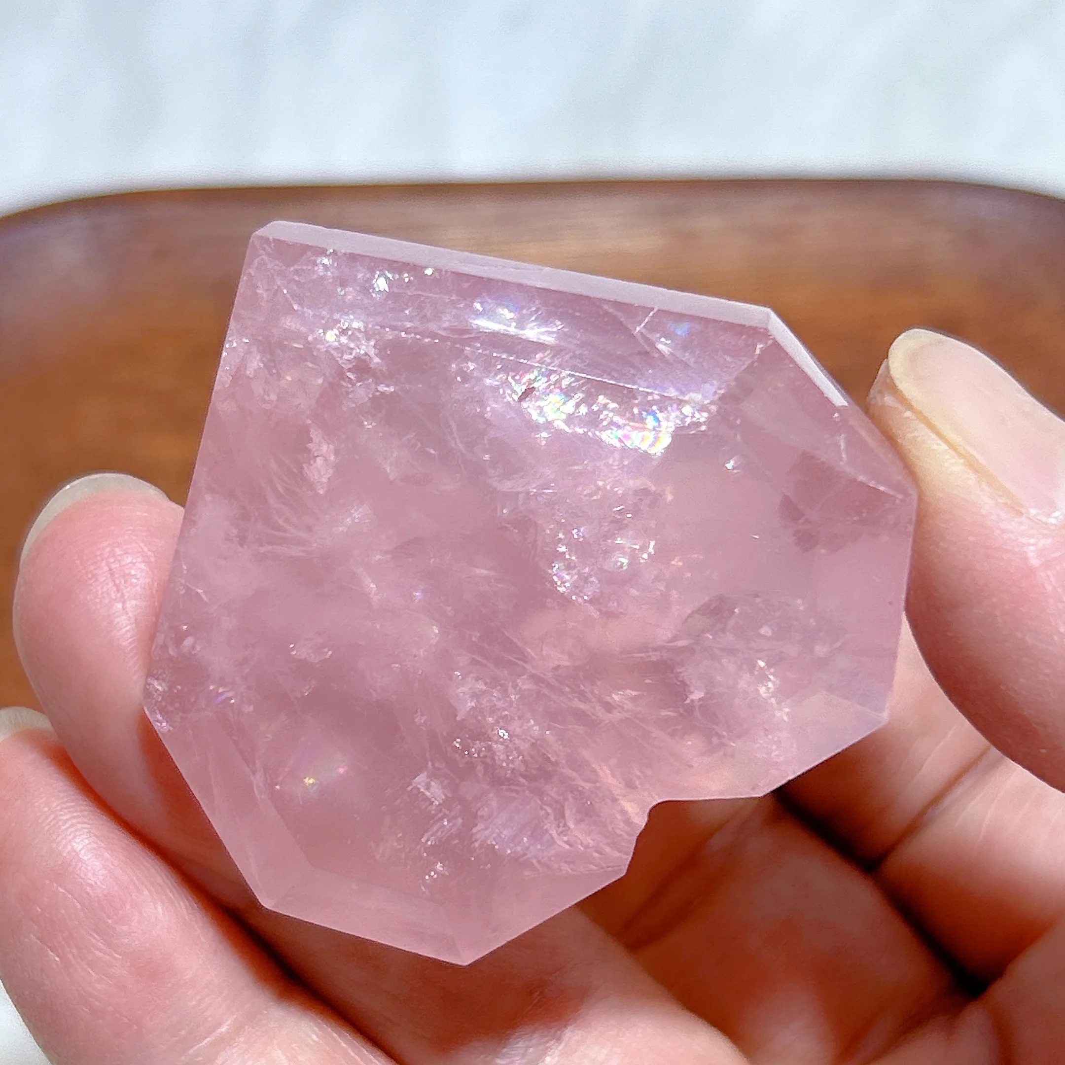 High Quality Natural Crystal Rose quartz Cut Faced Heart Healing Gemstones Mineral Ornament Room Decor Home Decoration Gift