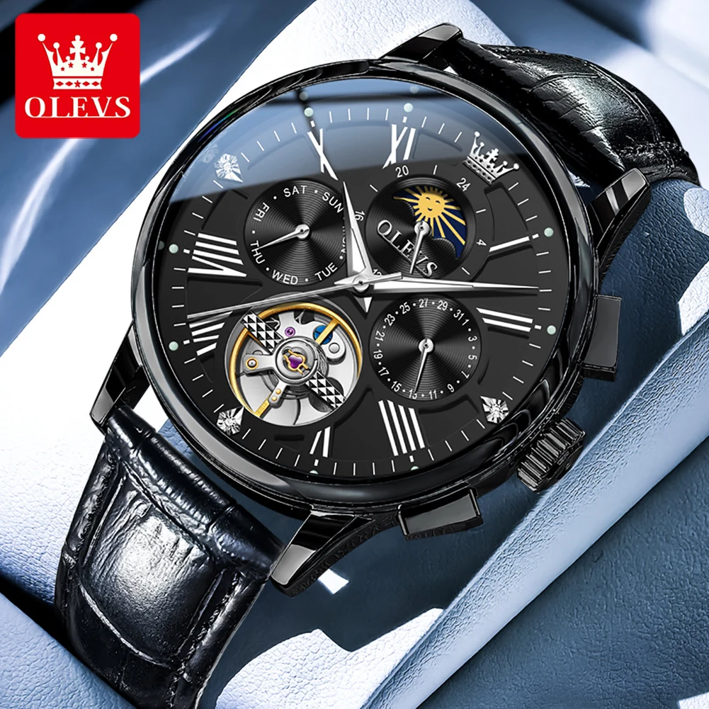 

OLEVS мужские часы, лучший люксовый бренд, классические оригинальные модные часы с турбийоном для мужчин, водонепроницаемые автоматические механические часы Reloj