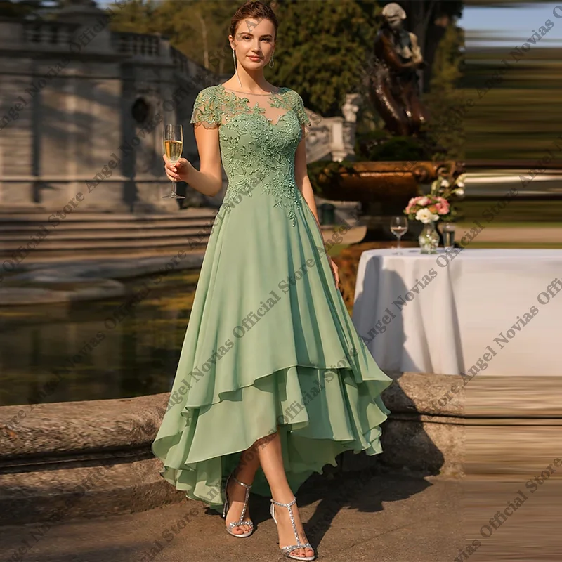 High Low Dusty Green Mother of the Bride Dresses 2026 Wedding Party Dress vestido madre de la novia en oferta