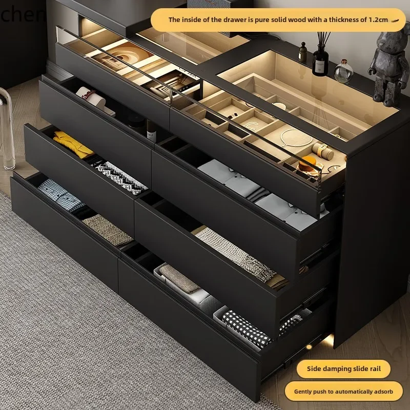 Light Luxury Premium Sense Bucket Cabinet Bedroom Simple Living Room Dining Side Cabinet Solid Wood Storage Cabinet Locker