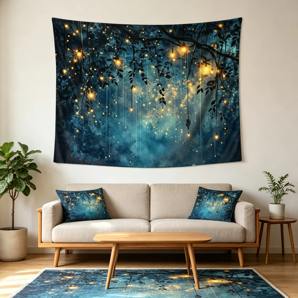 1PC Tree Branch Light Art Print Backdrop Banner, Bedroom Living Room Photo Background, Polyester, Home Decor, Wall Art