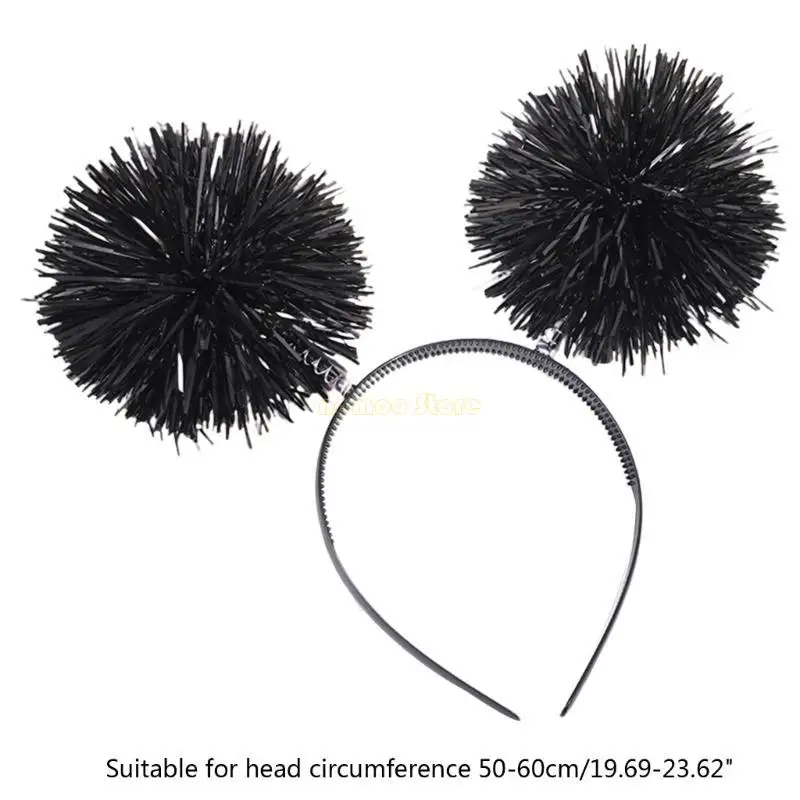 31BF Tinsel Headband Xmas Bouncing Ball Hair Hoop Happy New Year Gift for Kid