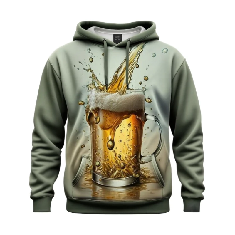 

Beer Graphic Long Sleeve Hoodies For Men 3D Creative Print Oktoberfest Theme Party Hooded Sweatshirt Loose Daily Casual Clothing