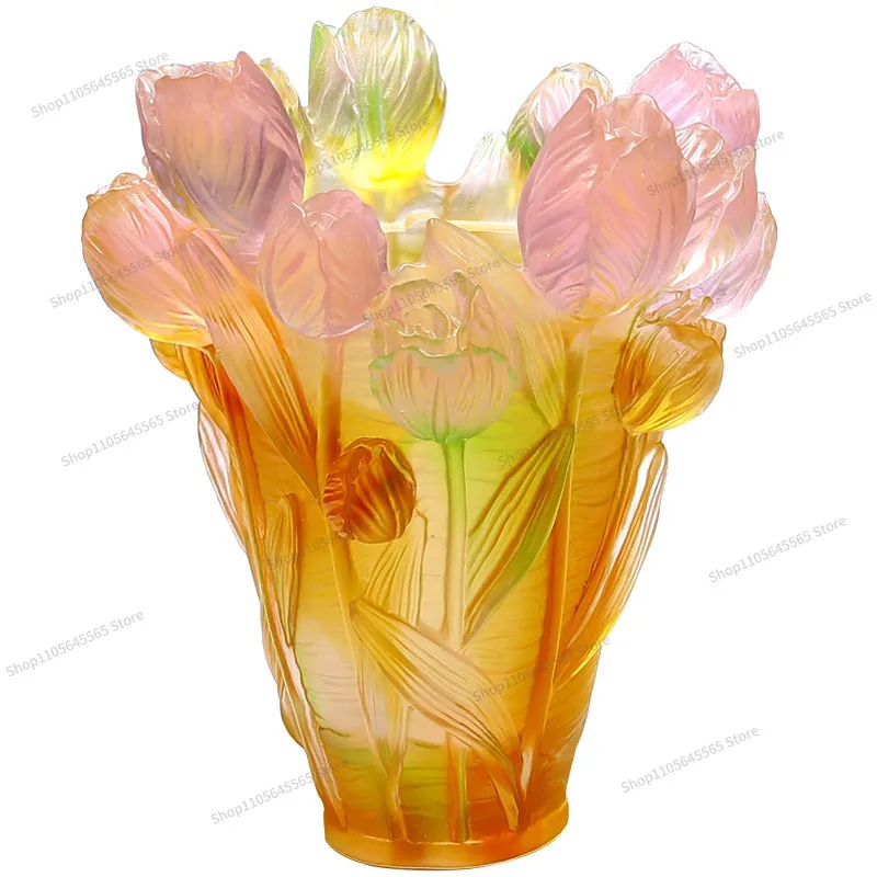 For Ancient Glazed Handicrafts Ornament Living Room Decoration Creative Tulip Vase