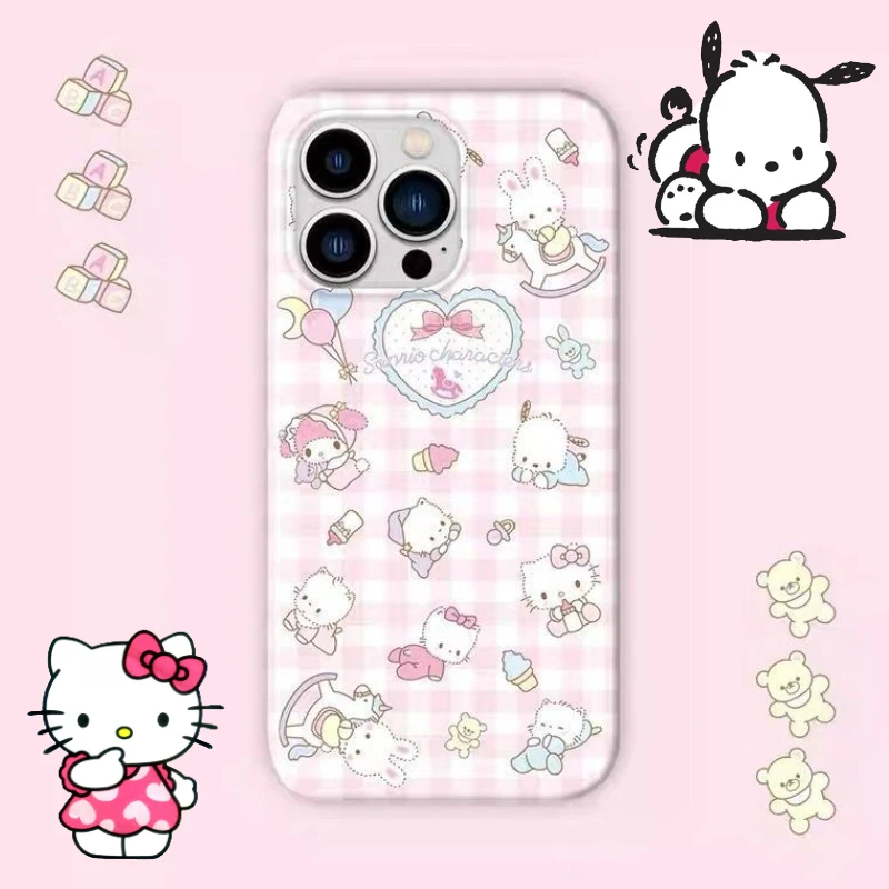 

Чехол для телефона Sanrio Hello Kitty для IPhone 15 14 13 Pro Max, противоударный мягкий чехол с рисунком из мультфильма, защитный бампер, задняя крышка, подарок