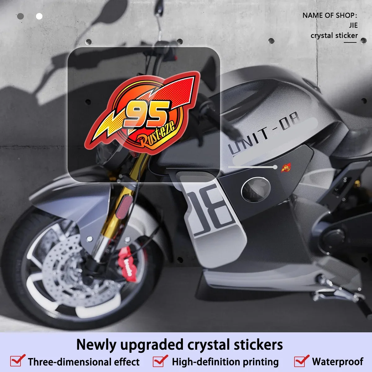 1PC Waterproof HD Printing Crystal Upgraded 95 Style Self-Adhesive Decals for Motorcycle & Vehicle Customization