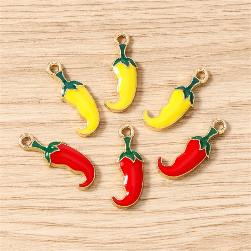 10 قطعة 8x22 مللي متر لطيف المينا الفلفل الحار Charms المعلقات ل إسقاط أقراط القلائد أساور Crafts بها بنفسك الحرف اليدوية صنع المجوهرات #4