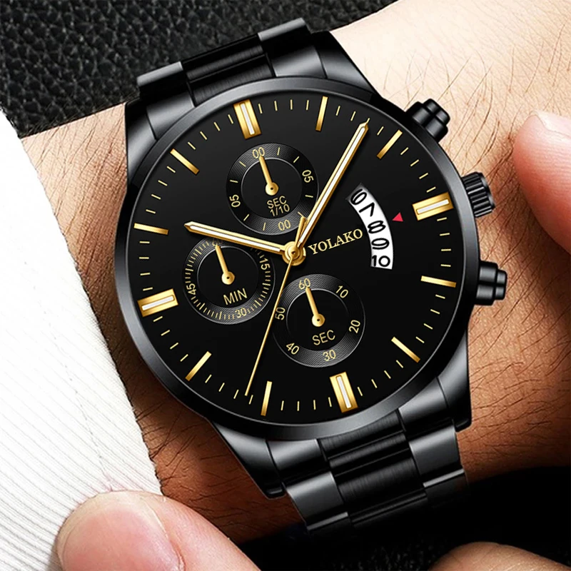 Reloj Zones-Montre-bracelet à quartz en acier inoxydable pour homme, montres d\'affaires, horloge de luxe, mode masculine, calendrier
