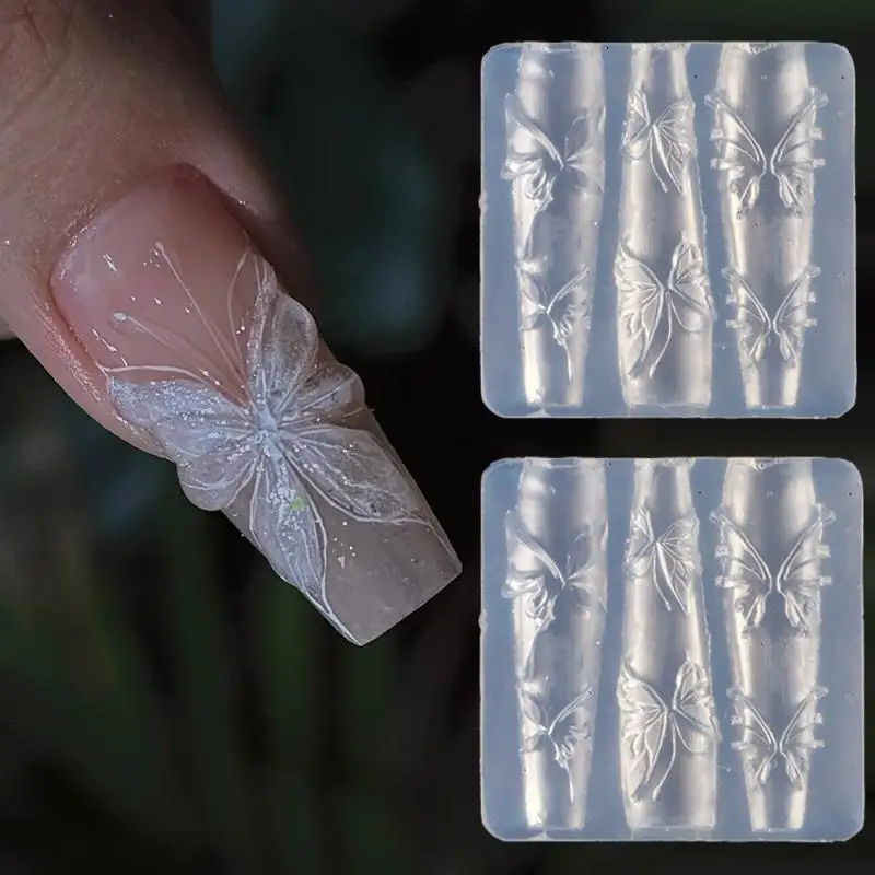 Moule à ongles 3D en Silicone, coquille d'étoile de mer, papillon, fleur, décoration Nail Art, modèle Transparent, outils de conception de manucure