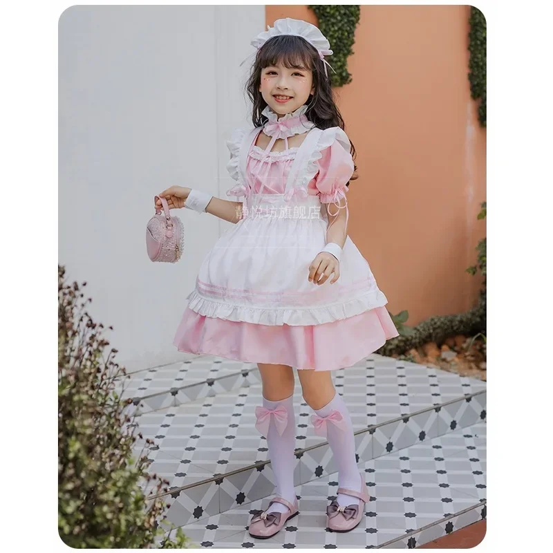 Vestido de sirvienta Lolita para niños y adultos, disfraz de sirvienta encantadora para niñas, disfraz de cosplay para niños