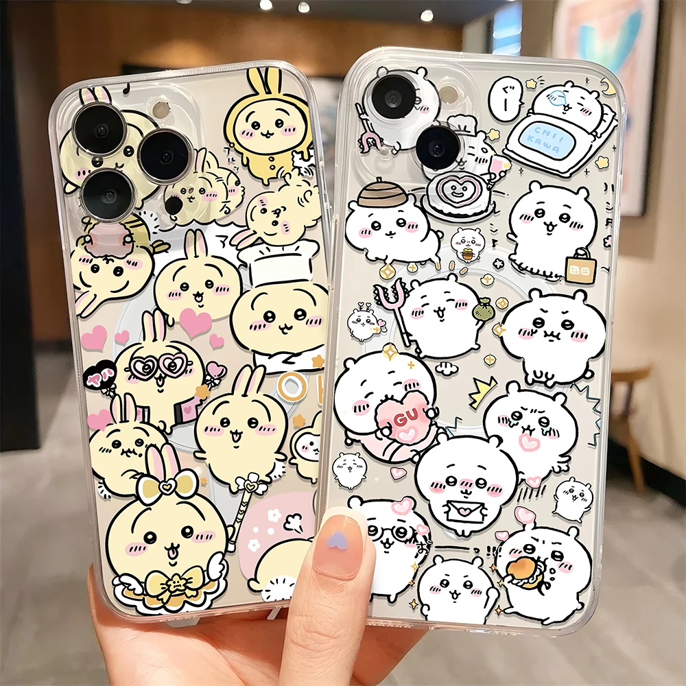 Comics Cute Chiikawas New Magsafe Magnetic Phone Case for Samsung Galaxy S24 S23 S22 S21 S20 Plus Ultra 5G Soft Clear TPU Cover