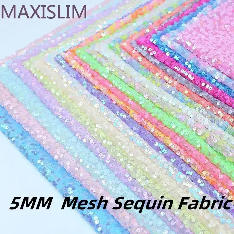 20 Colors DIY Sewing 5MM Symphony Mesh Sequin Fabric Tablecloth Stage Performance Dress Home Decoration Wide:125CM