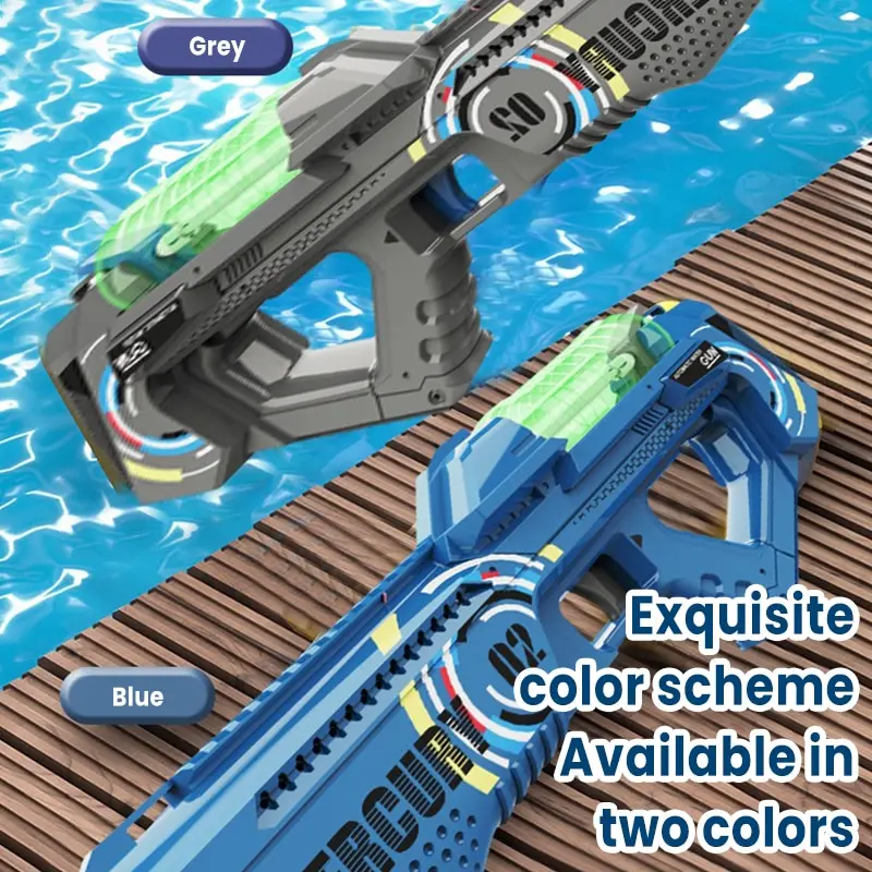 Pistola de chorro de agua luminosa totalmente automática, pistola de agua eléctrica de disparo continuo, juguete de piscina para adultos y niños,
