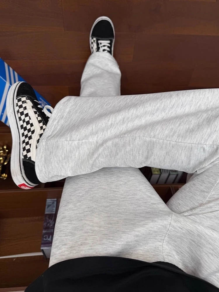 

Cleanfit Wide Leg Pants Men's Spring Autumn American Sle White Flower ey Straight Tube Micro Flared Pants Long Youth Faion