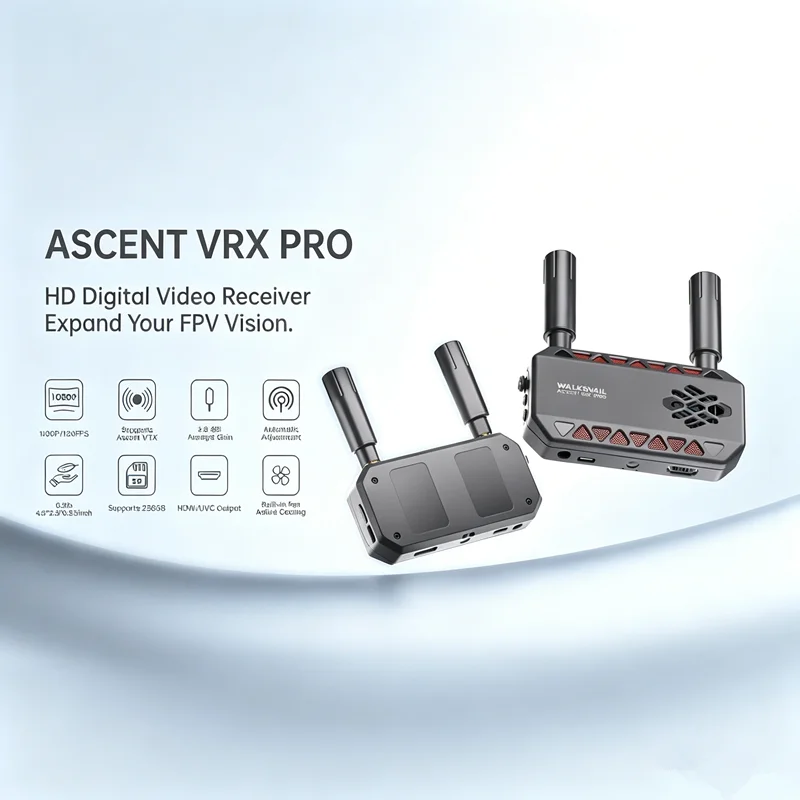 Walksnail Ascent VRX Pro Ground Station Digital VRX, Built‑in Active Cooling, 1080P/120fps, Compatible with Ascent System