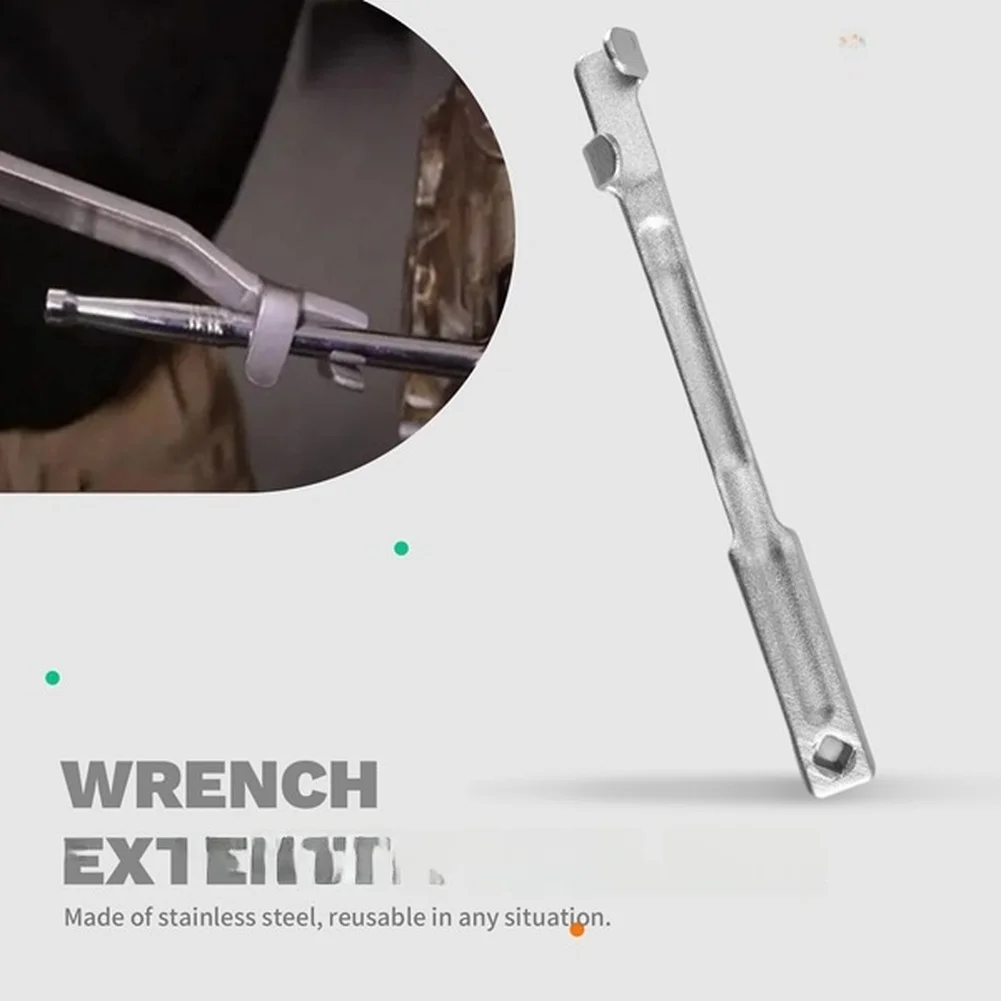 Stainless Steel Wrench Extender Tool Bar 13.5 Inch Silver Torque Handle For Tight Space Mechanical Repair And Assembly Jobs