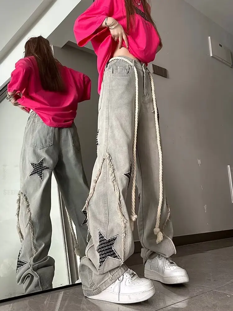 Women'S Straight Classic Jeans Cargo Pockets Multi Pocket Utility Workwear Military Camouflage Female Denim Fashion Street Style