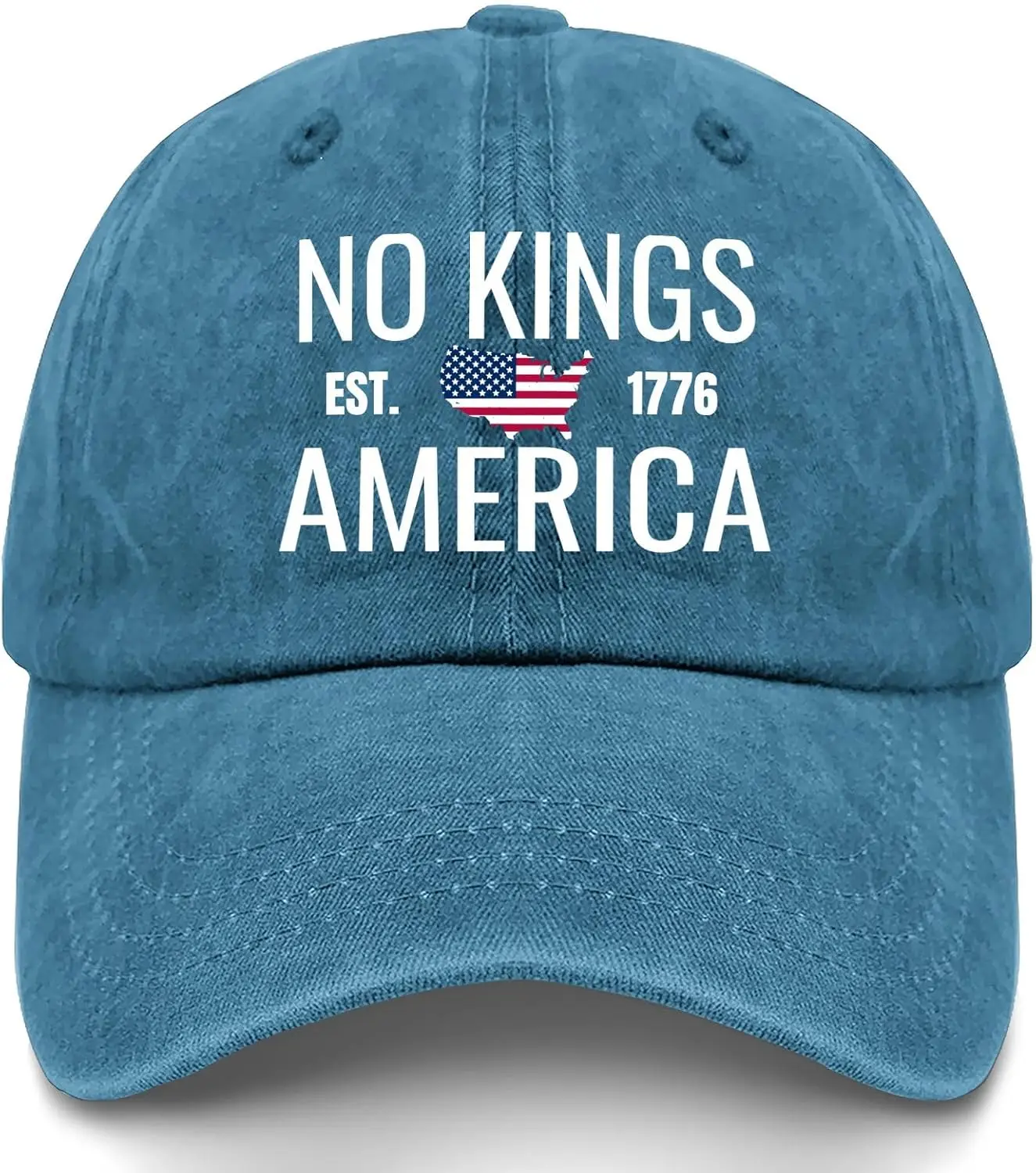 Front and Back No King Hat No King in America Since 1776 Hat for Dad Washed Distressed Baseball Caps