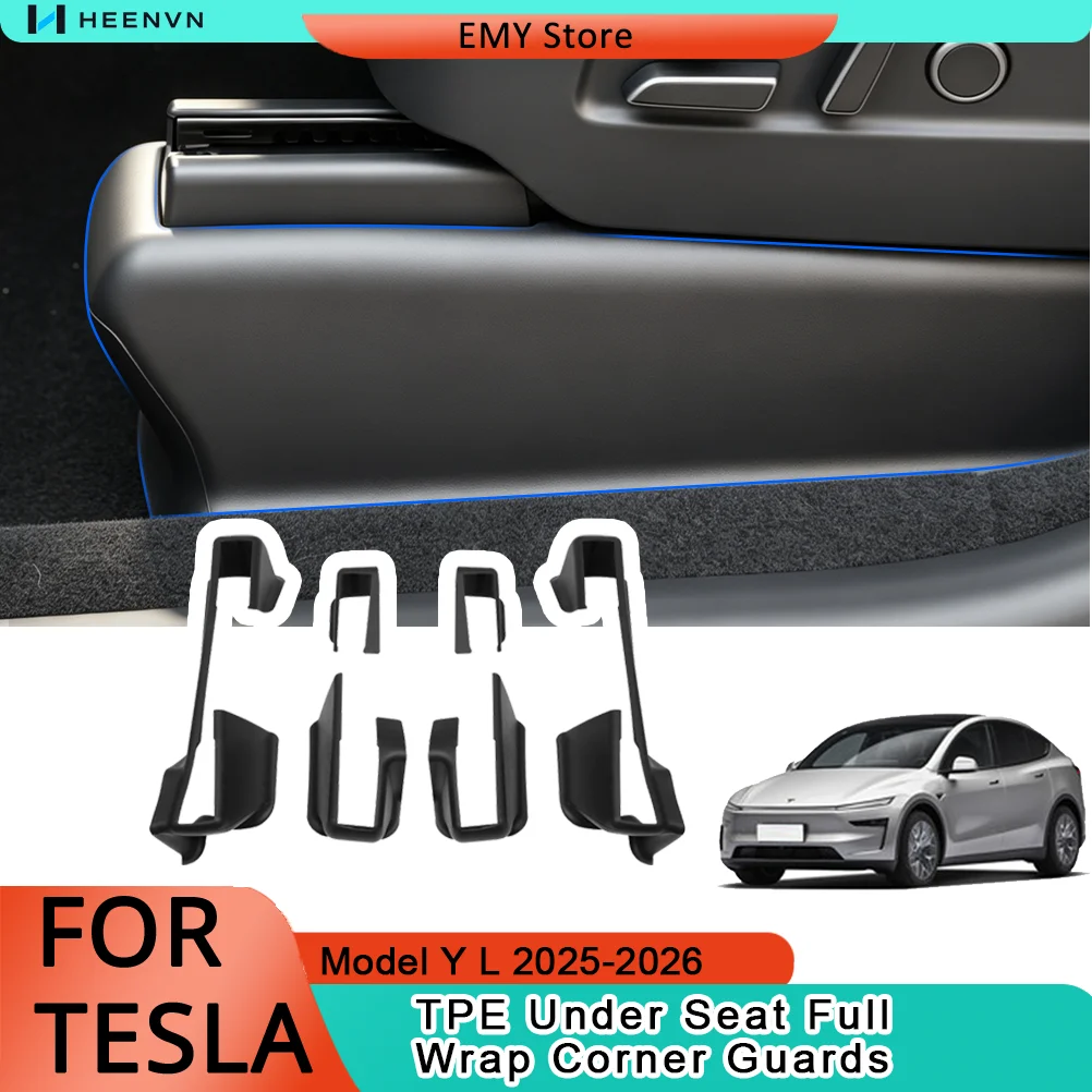 HEENVN TPE Underseat Full Wrap Protectors For Tesla Model Y Premium L 2025-2026 Anti Kick Scratch Resistant Car Interior Parts