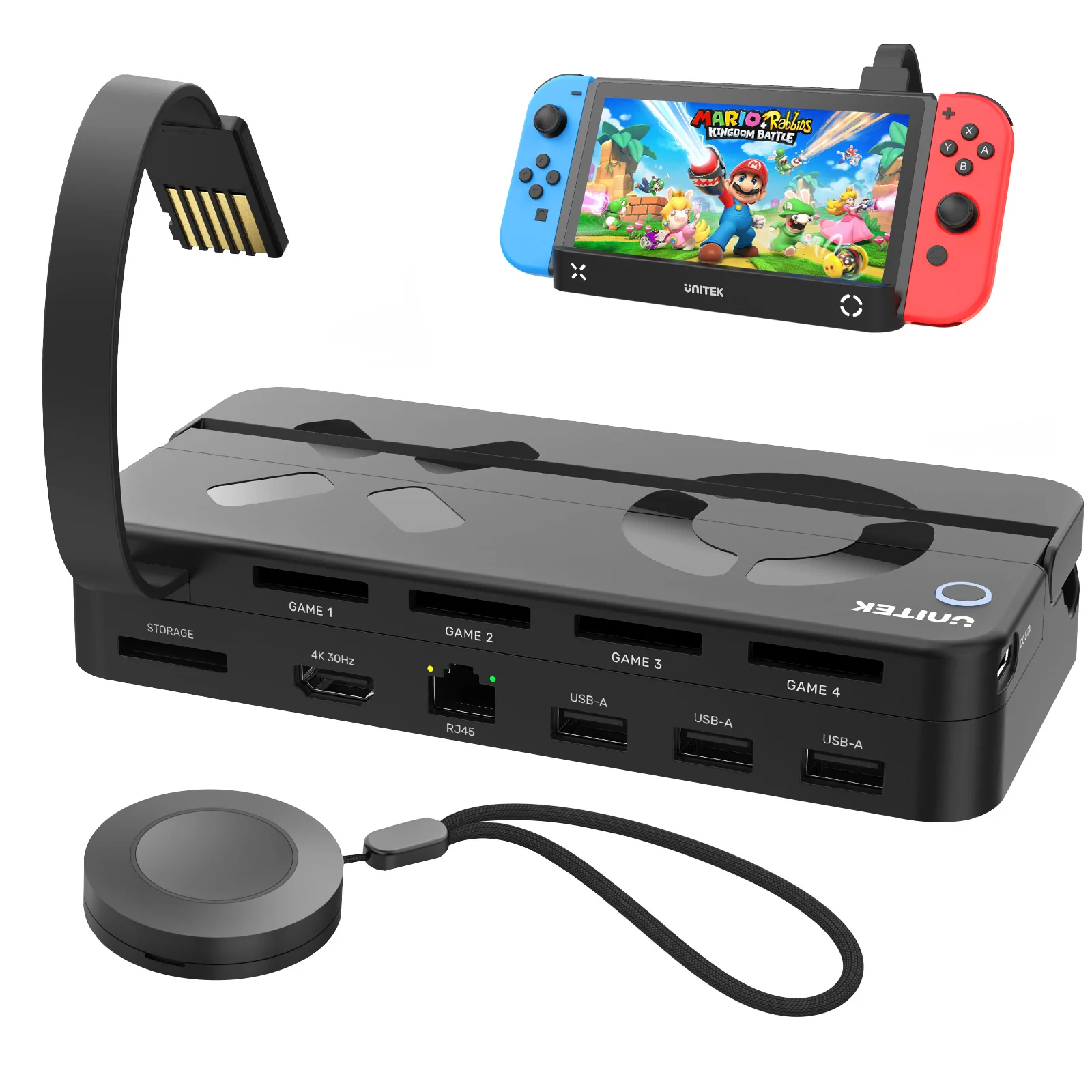 

Unitek Game Card Switcher for Nintendo Switch Multi Gaming Card Reader with USB Docking Station to 4K HDMI RJ45 Gigabit Ethernet