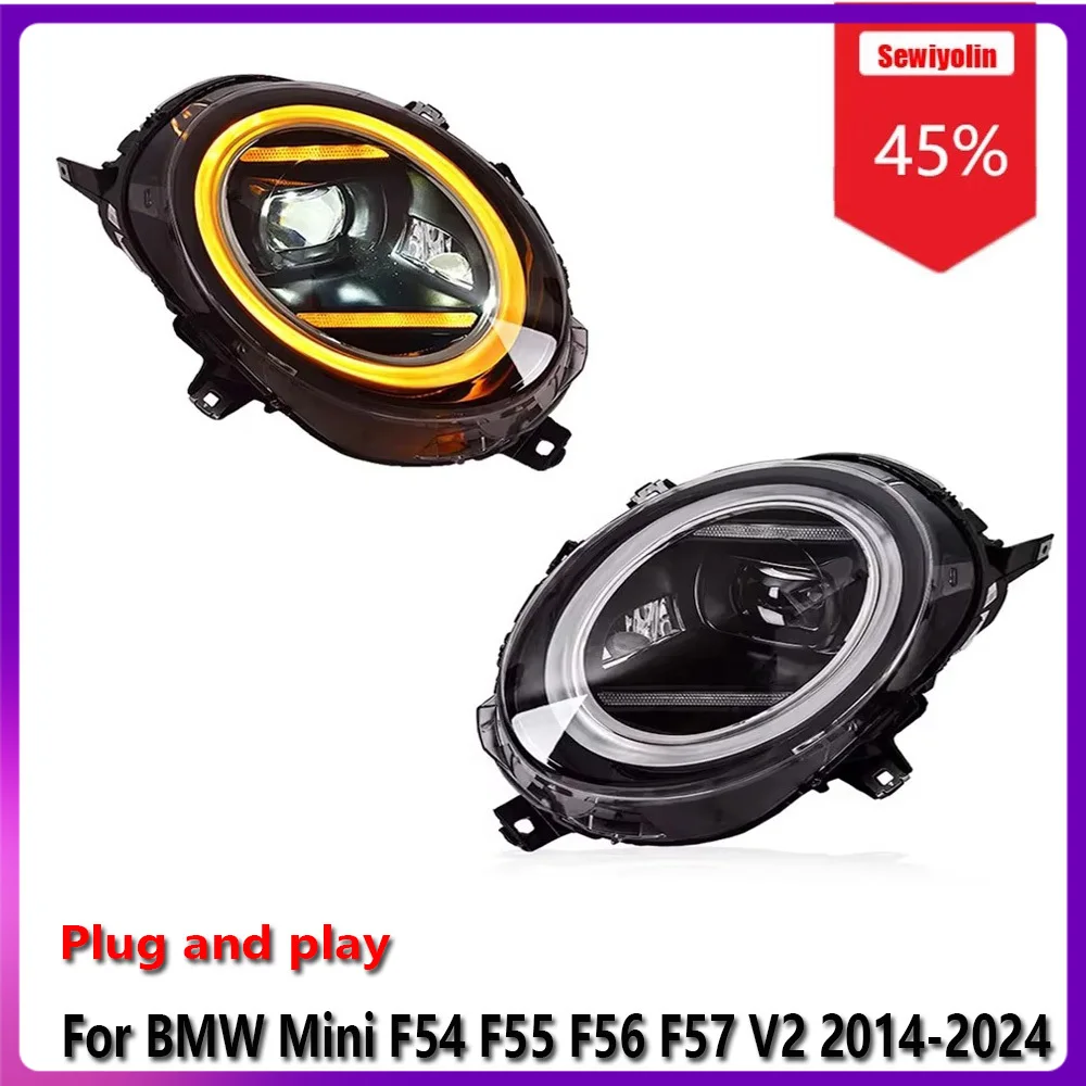 

Автомобильные светодиодные фары, аксессуары для BMW Mini F54 F55 F56 F57 V2 2014-2024, противотуманные фары DRL, стоп-сигнал поворота, Plug And Play