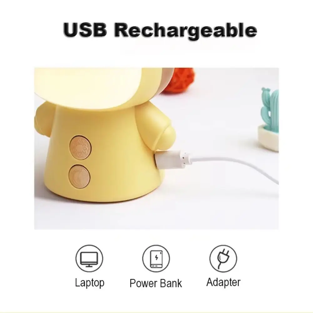 

Practical Creative Cute LED Desk Lamp Lovely Double Light Cartoon Table Lamp USB Rechargeable Portable Reading Lamp Bedside