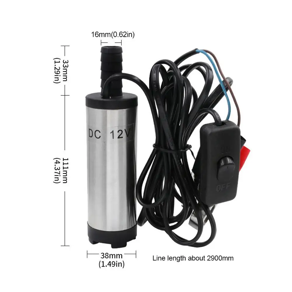 Portable 12V DC Diesel Pump, 38mm professional Submersible Oil Transfer Pump with On/Off Switch & Alligator Clips for Car, Boat - view 6