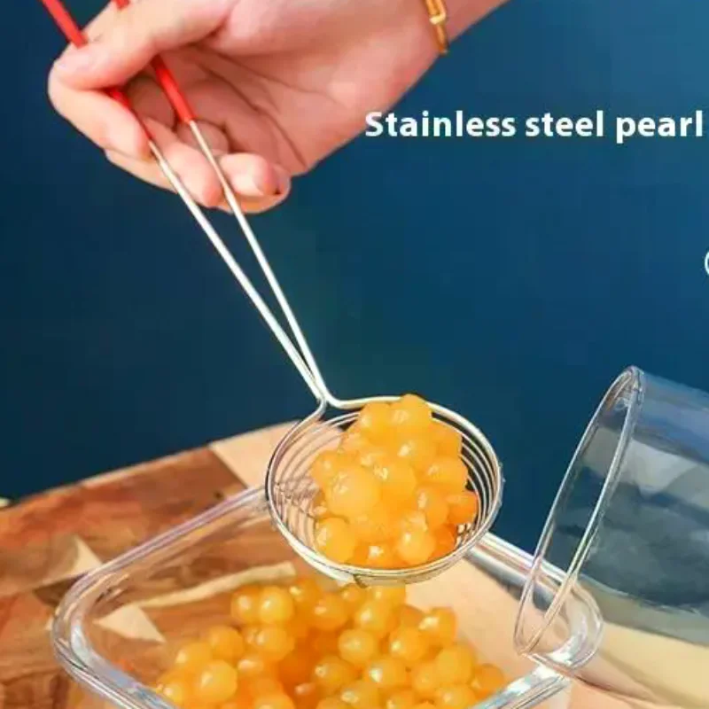 

Tapioca Pearl Scooper Pearl Strainer Boba Strainer Stainless Steel Milktea Supplies Steel Kitchen Hanging Utensil