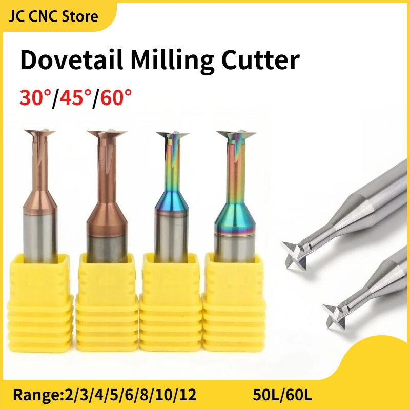 Carbide Dovetail Milling Cutter CNC Tool 30°/45°/60° 2/3/4/5/6/8/10/12mm Tungsten Dovetail End Mill Chamfer Tool for Metal