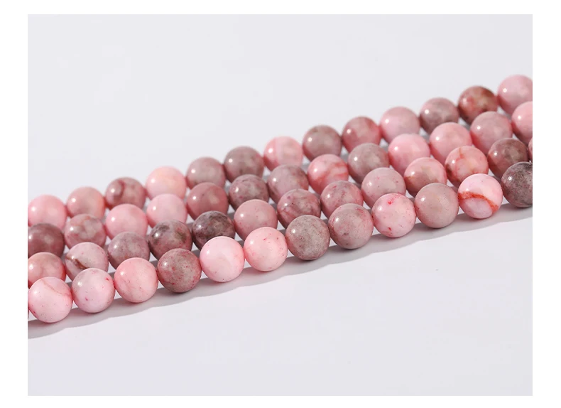 Naturstein Rosa Zebra Jaspis Perle 4 6 8 10 12mm Runde Lose Spacer Perle Für Schmuck Machen DIY Armbänder Halskette Zubehör – Detail 10
