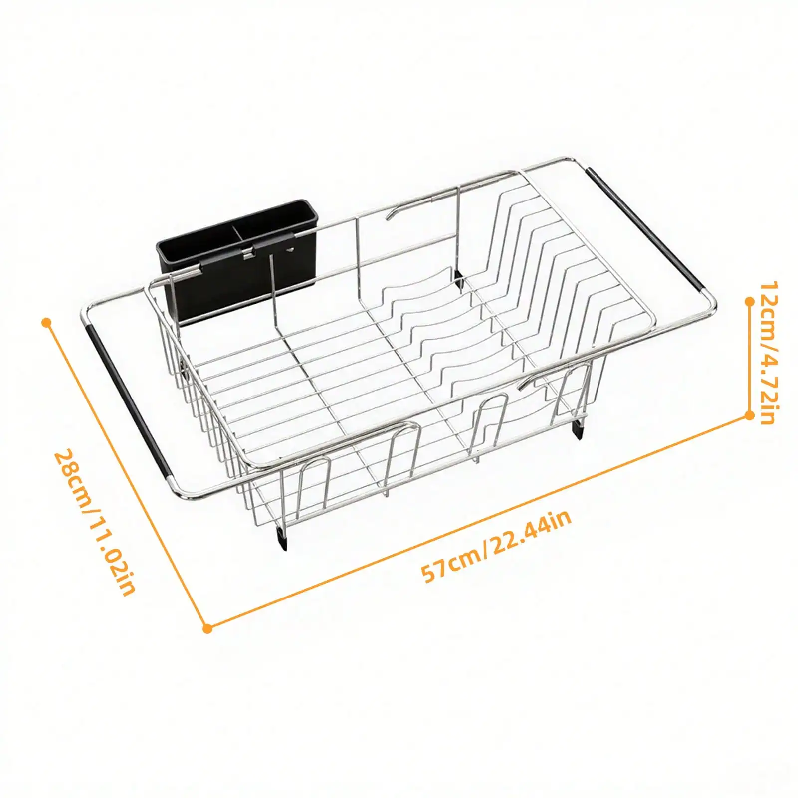 Stozle Dish Drying Rack In Sink, Expandable Stainless Steel Dish Drainers For Kitchen Counter, Dish Dryer Rack For Inside Sink, Over The Sink Dish Racks With Utensil Holder, Silver,Kitchen Sink Drain Strainer With Cutlery Holder & Cup Holder