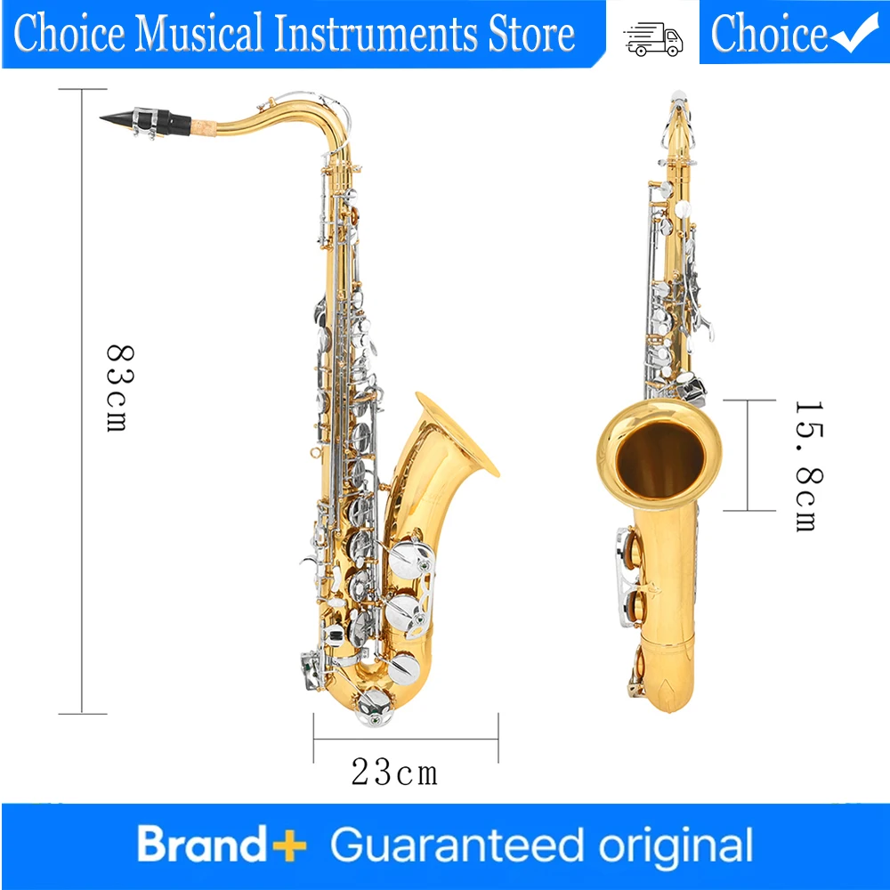 

SLADE Tenor Saxophone Bb Brass Body Sax Pro Woodwind Instrument with Saxfone Case Cleaning Set Accessories