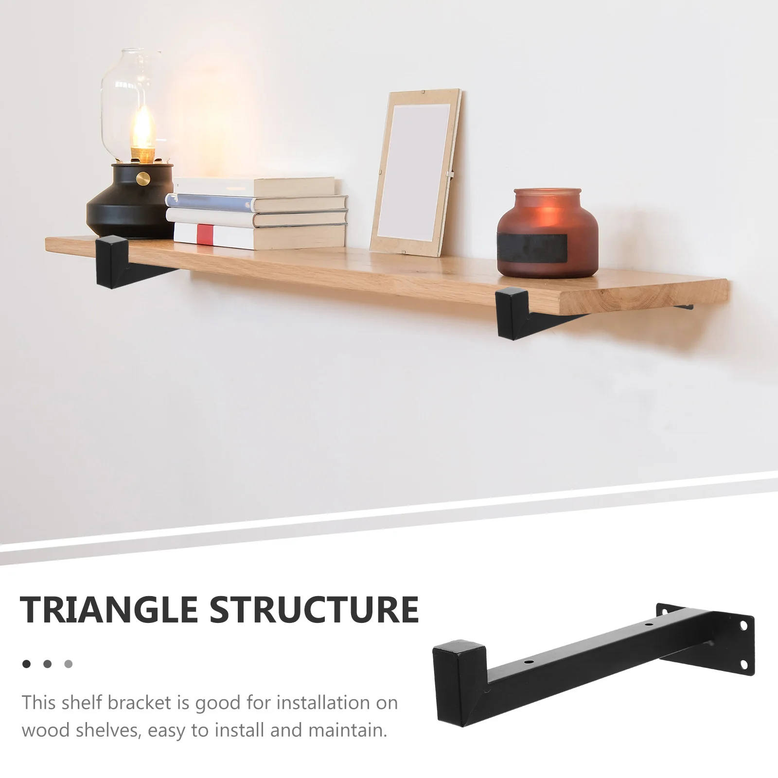 

2Pcs Heavy Duty Shelf Brackets Iron Wall Mount Supports for Floating Shelves Bathroom Bedroom Living Room Office Storage