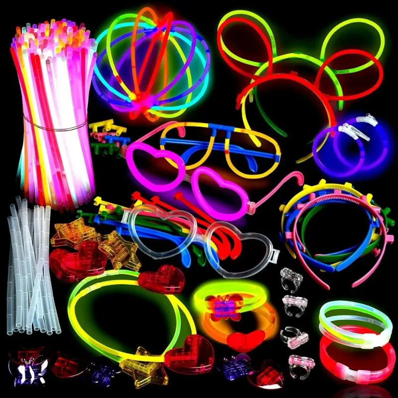 Juego de 50/100 Uds de barras luminosas con 17 accesorios DIY perfecto para suministros de fiesta vibrantes para conciertos, festivales de Halloween y eventos ‌ Parte