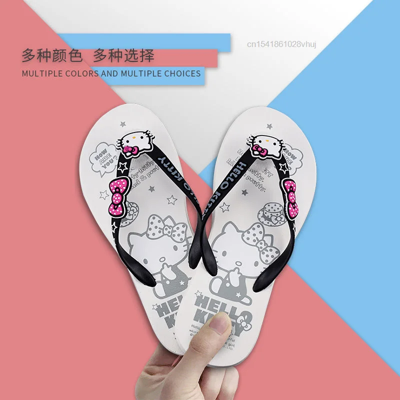 Y 2k Kawaii Sanrio Hello Kitty Platform Flip Flops Women Non Slip Pink Home Shoes Summer Cute Beach Slippers Sandals 2023 Girls