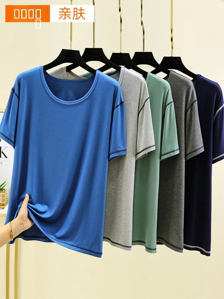 

Loose Modal Men's T-irt Summer Lightweight ort Sve Casual Pure Color Base irt Comfortable Breathable Summer Wear